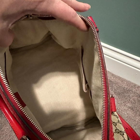 Gucci Boston bag brown monogram with red leather - Picture 12 of 16